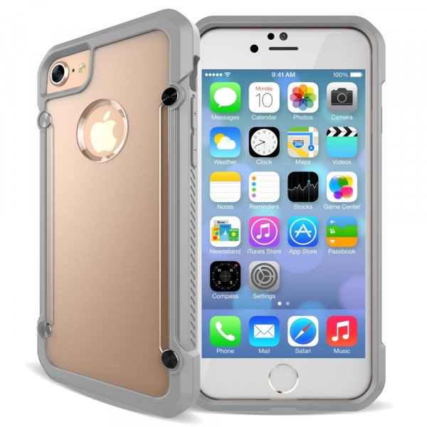 Wholesale iPhone 7 Clear Defense Hybrid Case (Gray)